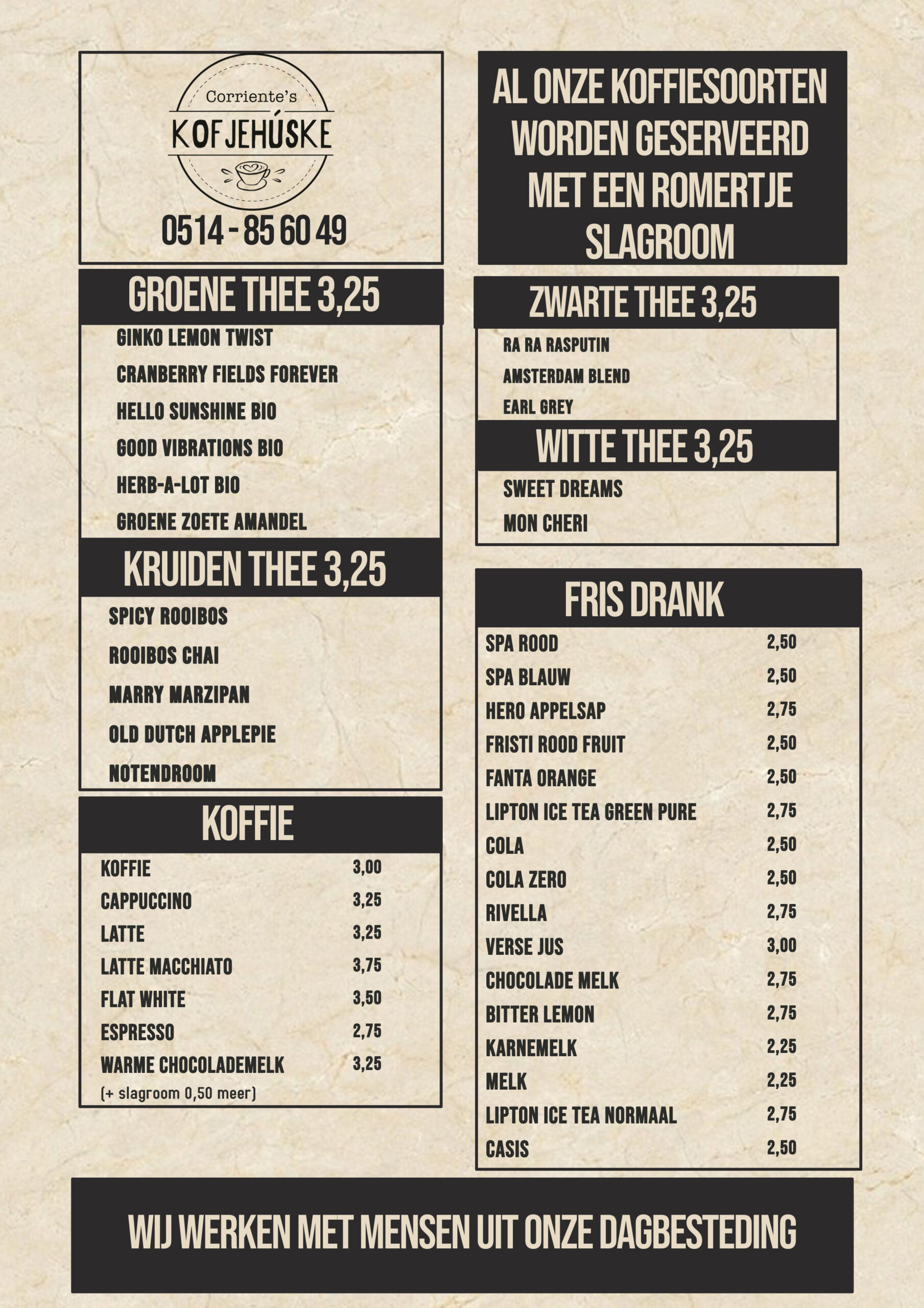 achterkant menu.