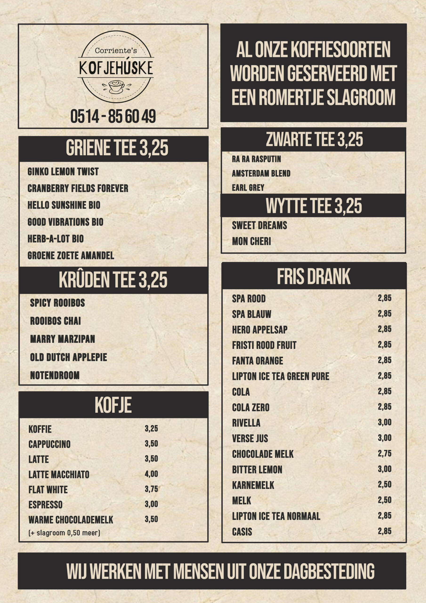 Achterkant Menu